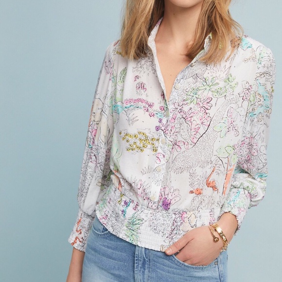 Anthropologie Tops - Anthropologie Maeve Paint by Numbers Blouse Sz S